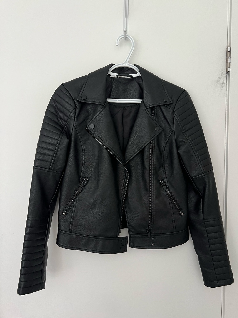 Noisy May Black Quilted Faux Leather Moto Jacket XS